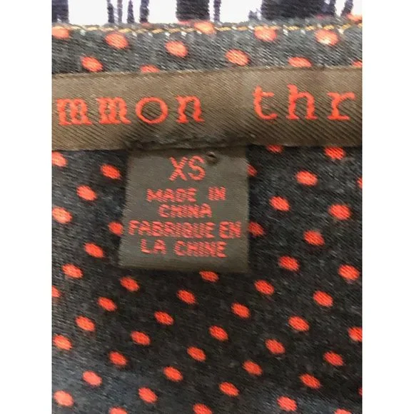 A Common Thread Anthropologie Women's Top Blue Ikat Embroidered Boho Size XS - Picture 6 of 9